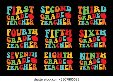 1st Grade Teacher Back To School T shirt Design Bundle, Quotes about Back To School, Back To School T shirt, Back To School typography T shirt design Collection