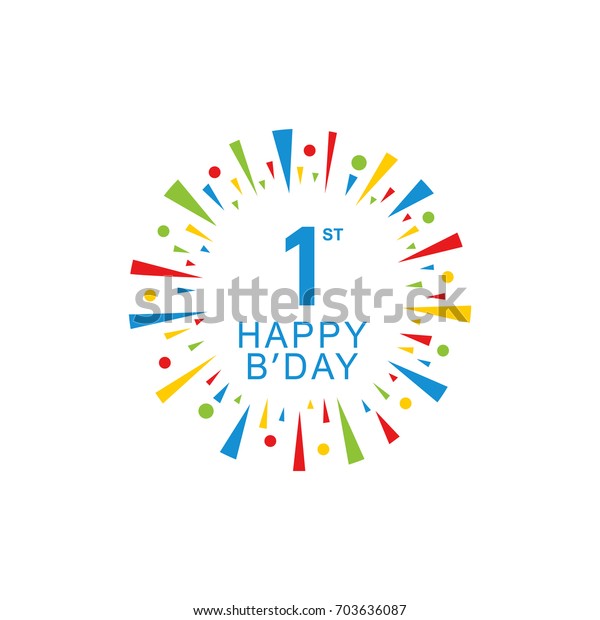 1er Logo Joyeux Anniversaire Forme Circulaire Image Vectorielle De Stock Libre De Droits