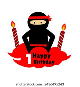 1st happy birthday ninja elemen editable and printable