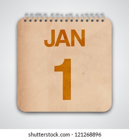 1st January Calendar on Old Notebook Vector