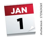 1st of January on a calendar page - illustrated.