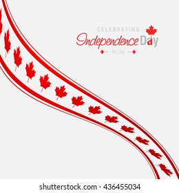 1st of July Canada Independence Day Abstract background. Canada Day Queen Day creative backdrop. Canadian Day background, banner, greeting card template. Symbol red background. Vector Illustration
