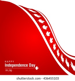 1st of July Canada Independence Day Abstract background. Canada Day Queen Day creative backdrop. Canadian Day background, banner, greeting card template. Symbol red background. Vector Illustration