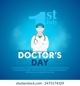 1st July celebrate as Happy national Doctor's Day. Vector illustration design.