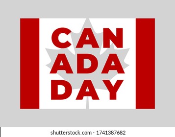 1st of July. Happy Canada Day greeting card. Celebration background with fireworks, flags and text. Vector illustration