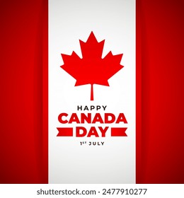 1st July Happy canada day celebration. social media post header banner Background illustration with red maple leaf 