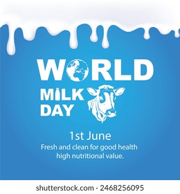 1st june World Milk Day. globe milk splashed with a glass of milk, as world milk day creative banner, poster, social media post