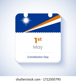 1st May, Constitution day of Marshall Islands. Artistic country national day calendar concept vector illustration.