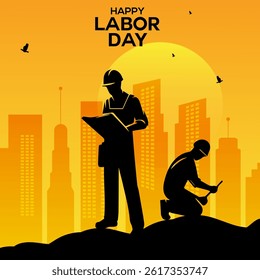 1st May Day celebration background design template. Happy International Labor Day background design with a building. Worker day abstract background art vector. Construction Site Workers Day.