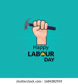1st May Happy Labor Day Vector Illustration with Text	
