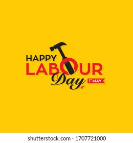 1st May - Happy Labour Day Banner with Yellow Background