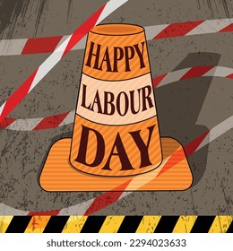 1st may - happy labour day. Labor day tools and equipment for work in construction. Labor Day Poster with black background.
