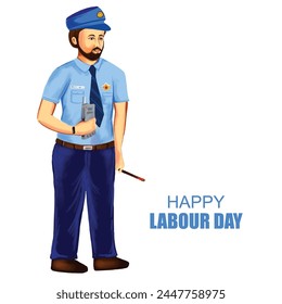 1st may happy labour day for men worker card design