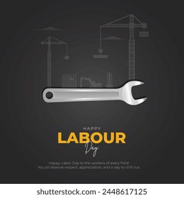 1st May - Happy Labour Day Post and Greeting Card. International Worker's Day Celebration. Minimal and Modern Labor Day Banner with Text Vector Illustration