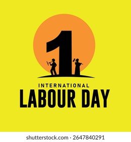 1st May International Labor Day Vector Design on Yellow Background | Workers' Day Illustration