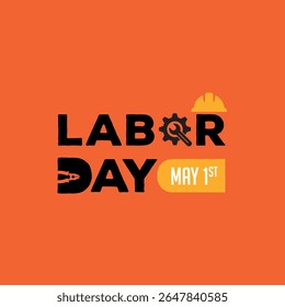1st May International Labor Day Vector Design on Orange Background | Workers’ Day Illustration