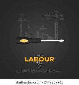 1st May - International Worker's Day Post and Greeting Card. Happy Labour Day Celebration. Minimal and Modern Labor Day Banner with Text Vector Illustration