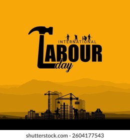 1st May International Workers Day, Happy Labour Day Building construction engineer builders developer design concept idea editable vector illustration