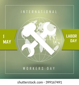 1st May - Labor Day logo Poster, banner, brochure or flyer design with stylish text 1st May  - International  Labor Day on green background 