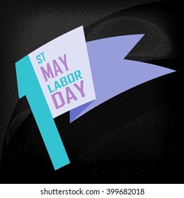 1st May - Labor Day logo Poster, banner, brochure or flyer design with stylish text 1st May  -  Labor Day  in a shape of a flag on marble background