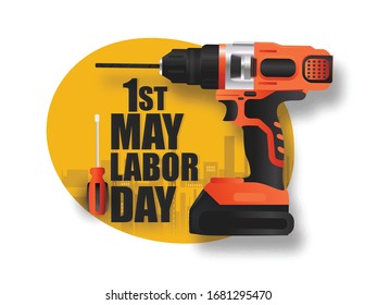 Diseño de afiches del 1º de mayo del Día del Trabajo con mano de obra