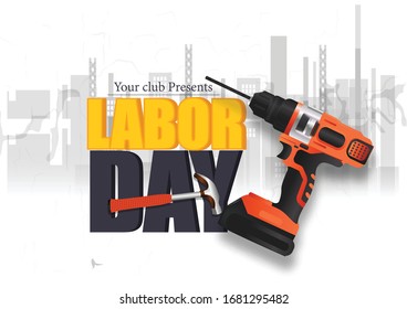 1st May Labor Day poster design with power hand