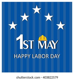 1st May Labor Day star blue background. labour day template