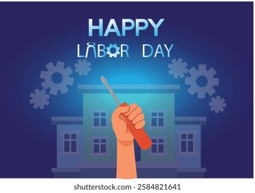 1st MAY Labour Day 137background banner poster design vector illustration with earth, building, cap and tools.
