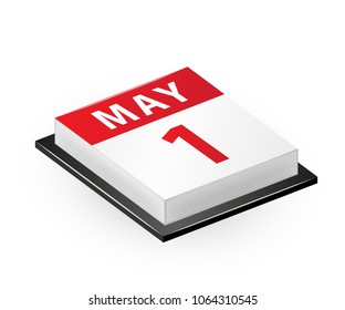 1st May - Labour Day. Vector isometric calendar icon