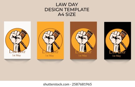 1st May Law Day  vector art A4 template design with 4 variation colour.Print ready poster design for Law Day.