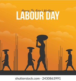 1 de mayo Ilustración especial del Día Mundial del Trabajo Diseño vectorial. Mason Trabajando en el sitio de construcción. Homenaje a la fuerza laboral de la nación.