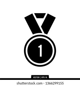 1st Medal Icon Vector Illustration Logo Template