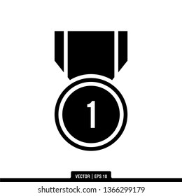 1st Medal Icon Vector Illustration Logo Template