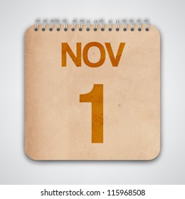 1st November On Old Notebook Vector