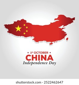 1st October China Independence Day, Realistic 3D Map of China Vector EPS Design Background Template