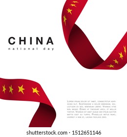 1st october people s republic of China national day. China Happy National Day greeting card, banner. Celebration background with waving flag ribbon. Vector China proclamation independence day 