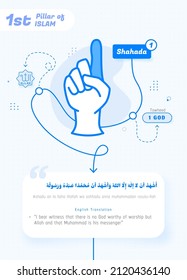 1st Pillar of Islam Shahada, The First Pillar of Islam Shahada 1 GOD, Infographic Vector