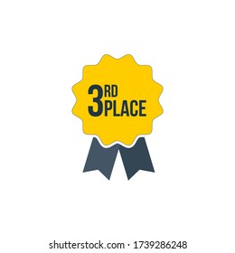 1st Place Blue Ribbon, winner achievement victory badge. trophy sign. Stock vector illustration isolated on white background.