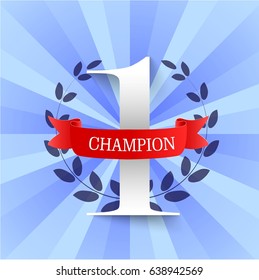 1st place champion concepted on blue background Poster or brochure template. Vector illustration.