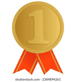 1st Place Gold Bronze Medal Vector Illustration Icon