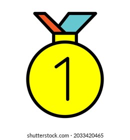 1st place medal icon vector on white background