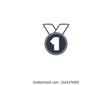 1.ᵉʳ emoticono plano vectorial Medal. Isolación de la Medalla de Oro. Icono de la Medalla de Primer Lugar