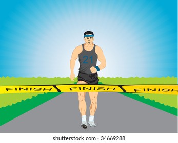 1st place runner with background