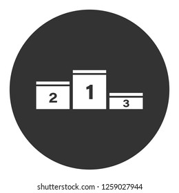 1-st place symbol. Cup award sign. Goblet podium vector icon. Champion goblet icon. Reward ceremony icon. Prize places symbol. Victory goblet symbol. EPS 10 flat symbol. Round icon design
