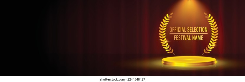 1st position golden template for competition, position, award, place with copy space vector illustration