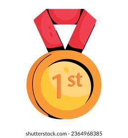 1. Positionsmedaille, Premium-Flachsymbol 