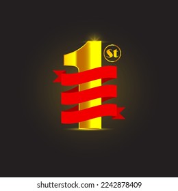 1st position template for award, competition, position, place vector illustration