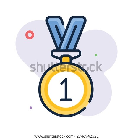 1st prize, gold medal flat outline style icon, trendy vector