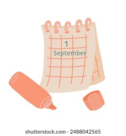 1st September back to school set with calendar and marker
