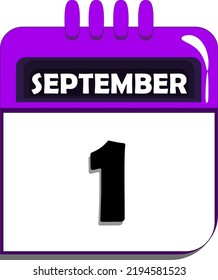 1st September Calendar Date Number One Stock Vector (Royalty Free ...